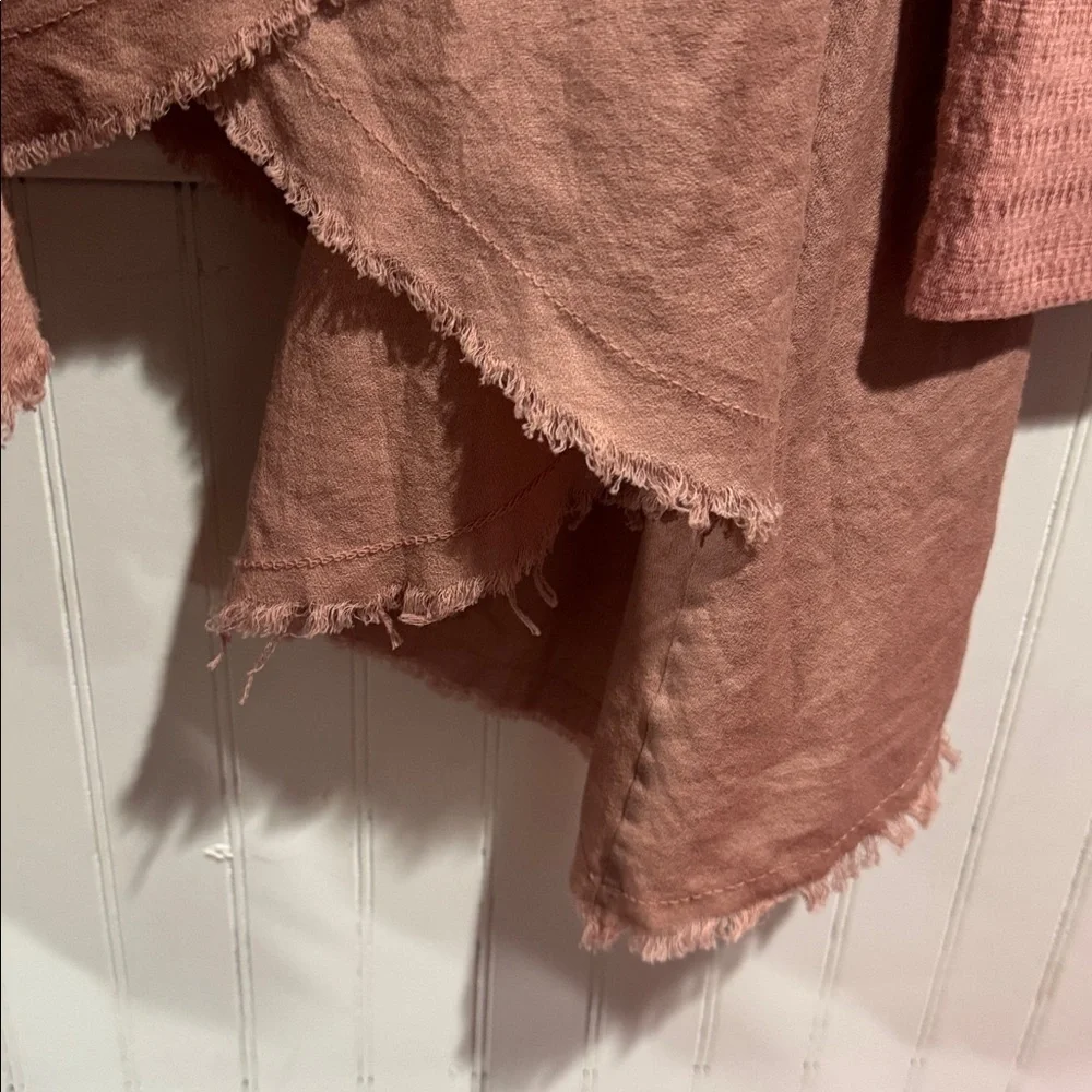 Free People tunic oh bloom pink small dusty rose comin in hot shirt raw hem NEW